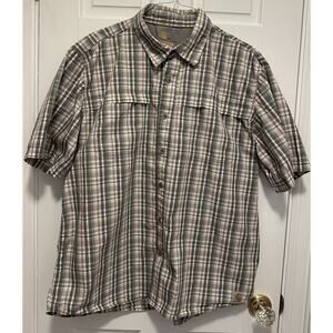Carhartt Men’s Plaid Work Shirt Ripstop 2XL Relaxed Fit Short Sleeve